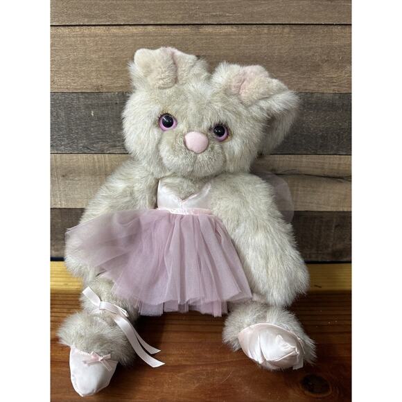 Heartline Snuggables 24” Jointed Bunny Rabbit Plush Ballerina Pink Eyes 1987 - Picture 1 of 7